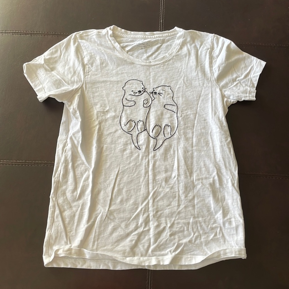 J. Crew Embroidered Otter T Shirt